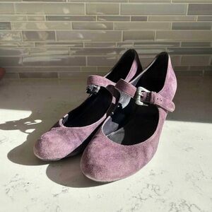 Franco Sarto Plum Suede Mary Jane Heels